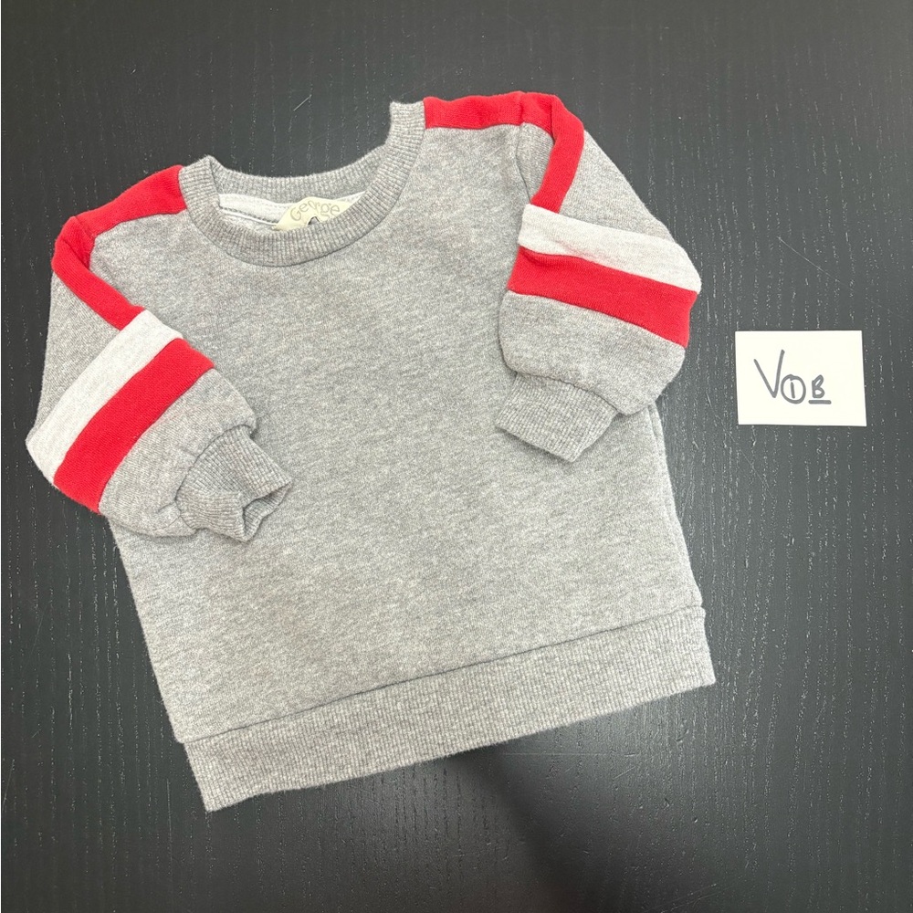 ⭐️2/$5.00⭐️ George 0-3m Grey and Red Sweater